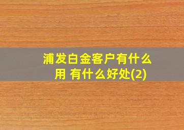 浦发白金客户有什么用 有什么好处(2)